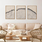 HPINUB Vintage Wood Tree Rings Wall Art Set, Framed Canvas Paintings, Black and White Nature-Inspired Decorative for Modern Home Decor for Living Room, Bedroom, Dining Room, Office- 16"x24"x3
