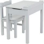 Melissa & Doug Wooden Lift-Top Desk & Chair - Gray , Grey - Toddler And Kids , For Ages 3+ With Self-Containted Storage And Chair Set