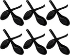 12 Pcs Soup Spoons Long Handle with Hook, Black | Asian Soup Spoons, For Chinese Japanese Dishes, Miso Ramen Dumpling Pho, Rice Noodle & Soba Soup