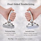 HIC Kitchen Dual Sided Meat Tenderizer Marinating Prep Tool, Chrome-Plated Zinc, 835 Grams, For Flattening Cutlets And Tenderizing Meat