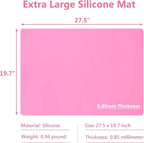 Extra Large Silicone Mats for Countertop, 28" by 20" Multipurpose Mat, Counter Table Protector, Desk Saver Pad, Placemat Nonstick Nonskid Heat-Resistant Pad, Pink