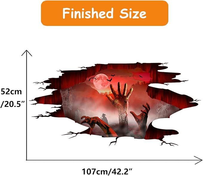 Halloween Wall Stickers Bat Ghost Scary Decor Large Removable Floor Room Decals Decoration Window Clings Party Supplies for Windows Glass Home Ornaments