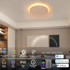 TALOYA Compatible with Alexa Flush Mount Ceiling Light, 12 inch RGB Ambient Light, Day Light 3000K~6500K Adjustable by App, equivs to 200W Traditional lamp for Living Room, Bedroom, 2-Pack