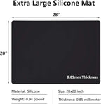 Extra Large Silicone Mats for Countertop, 28" by 20" Multipurpose Mat, Counter Table Protector, Desk Saver Pad, Placemat Nonstick Nonskid Heat-Resistant Pad, Black