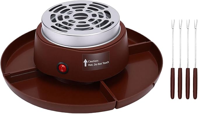 TOPINCN 2 in 1 Electric Smores Maker Fondue Pot Smores Roaster Kit Indoor Tabletop Marshmallow Melter with 4 Roasting Forks Detachable Trays for Family Gatherings Game Nights (US Plug 110V)