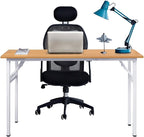 SogesGame 47 inches Computer Desk Folding Table Small Writing Desk Compact Desk Foldable Desk No Install Needed,Teak White,LP-AC5YW-120