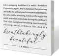 Home Office Desk Wooden Box Sign Decor, And It's Breathtakingly Beautiful, Inspirational Quotes Desk Decor Motivational Desk Decorations for Women Men Student Office Classroom School
