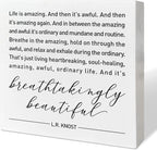 Home Office Desk Wooden Box Sign Decor, And It's Breathtakingly Beautiful, Inspirational Quotes Desk Decor Motivational Desk Decorations for Women Men Student Office Classroom School