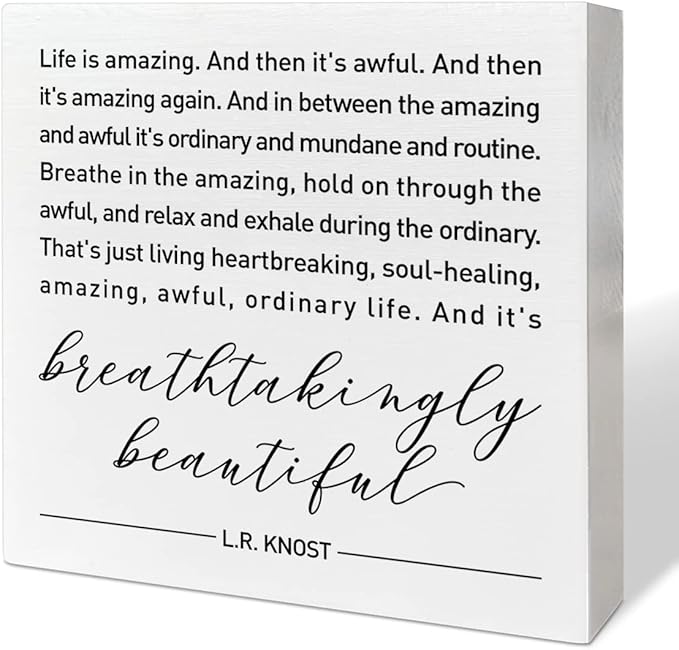 Home Office Desk Wooden Box Sign Decor, And It's Breathtakingly Beautiful, Inspirational Quotes Desk Decor Motivational Desk Decorations for Women Men Student Office Classroom School