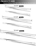 JETKONG 2 Pcs 16'' Tweezer Tongs, Extra Large Food Tweezers, Extra Long Kitchen Tweezers for Cooking Repairing and BBQ (16-Inch, Silver)