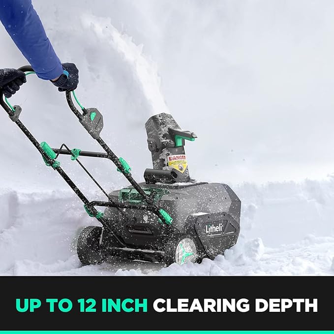 Litheli 40V Battery Powered Cordless Snow Blower, 20'' Electric Snow Thrower with Wheels, LED Lights, 180° Chute, Powerful Snow Removal Kit with 4.0Ah Battery and Fast Charger