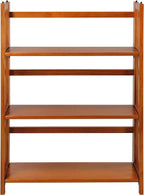 Casual Home 3-Shelf Folding Stackable Bookcase (27.5" Wide)-Honey Oak