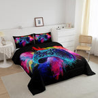 Erosebridal Boys Gaming Bed Comforter Set Queen Size,Kids Gamer Bedding Sets Girls,Colorful Tie Dye Video Game Quilt Comforter Navy Blue Gamepad Lightweight Bedding Set 1 Comforter with 2 Pillowcases