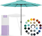 Midtown Umbrellas Sunbrella Umbrella 10 Feet Large Outdoor Umbrella With Sunbrella Aruba Acrylic Fabric - Auto-Tilt Aluminum Frame Large Patio Umbrella For Backyard, Deck, Garden, Pool - Black Pole
