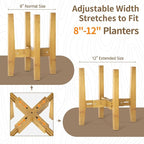LASZOLA Bamboo Adjustable Plant Stand for Single Large Indoor Planters, Heavy Duty Floor Fern Holder Fits 8 to 12 Inch Pots, Mid Century Elevated Big Stool for Flower– Pot Not Included, Walnut, 1 Pack