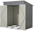 6x4 FT Shed Outdoor Storage Metal Large Garden Tool Sheds with Lockable Doors Floor Frame Shed-Roof Waterproof Steel Utility Equipment Sheds for Backyard Patio Lawn Poolside, Grey