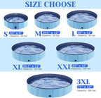 Foldable Dog Pool, Portable Pet Bath Tub and Kiddie Swimming Pool, Collapsible Bathtub for Puppies, Small, Medium and Large Dogs, Cats and Kids, 87 x 12 in, Blue