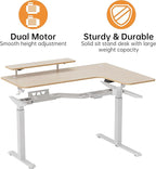 EUREKA ERGONOMIC Standing Desk Adjustable Height 61" Electric Sit Stand Computer Desk L Shaped with Keyboard Tray,Monitor Stand &LED, Dual Motor Memory Presets Sit to Desk Adjustable Desk, Right/Maple