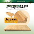 BAMOTTO CRAFTBAMBOO 12.5x20.4 Inch Bamboo Cutting Board Over Sink | Built-in Front Lip | Flat Both Sides | Non-Slip RV Camper Stove Cover | Chopping Board for Small Kitchen | 4.76 lbs
