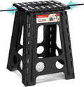ACSTEP 17.5 Inch Heavy Duty Folding Step Stool for Adults, 400 lbs, Black | Collapsible Stepping Stool for Adults with Handle and Non-Slip Surface, for Kitchen, Garage, Bedroom and Outdoor Tasks