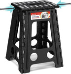 ACSTEP 17.5 Inch Heavy Duty Folding Step Stool for Adults, 400 lbs, Black | Collapsible Stepping Stool for Adults with Handle and Non-Slip Surface, for Kitchen, Garage, Bedroom and Outdoor Tasks
