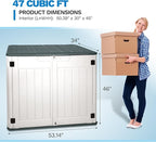 47 Cu ft Outdoor Storage Shed, Large Resin Outdoor Storage Box for Patio Garden Yard Outdoor Storage Cabinet for Tools Pool Supplies - Lockable Deck Boxes Outdoor Waterproof