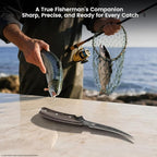 Fillet Knife, Razor Sharp 7.2 Inch Boning Knife, High Carbon Stainless Steel Filet Knives with High Flexibility, Wooden Handle, Full Tang Damascus Pattern Fishing Knives, Ideal Gift
