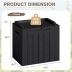 JUMMICO 31 Gallon Resin Deck Box Waterproof Indoor Outdoor Storage Boxes for Patio Furniture Cushions and Garden Tools (Black, 31gallon-2 Packs)