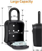 Portable Key Lock Box,Key Holder Safe Security Lock Box for Indoor, Outdoor, Garage, Garden, Store (2, Black)