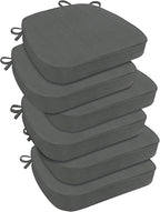 downluxe Chair Cushions for Dining Chairs, Waterproof Kitchen Chair Pads, Non-Slip Dining Seat Cushion with Ties, 17" x 16" x 2.5", Dark Grey, 6 Pack