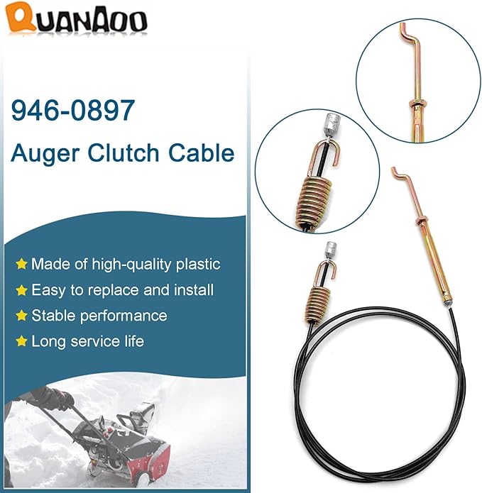 Auger Control Cable 946-0897 for MTD Craftsman Yard Machines Troy-Bilt Yard Man Snow Throwers fits MTD Built 2 Stage Snowblower Replace 746-0897 746-0897A 946-0897A Auger Clutch Cable