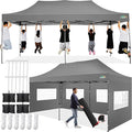 COBIZI 10x20 Pop up Canopy Tent 10x20 Canopy with 6 Sidewalls Waterproof Heavy Duty Commercial Tent for Parties Outdoor Garden Gazebo, Carry Bag with Wheel(10x20ft, Gray)