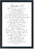 LuZhiQiang Psalm 23 Wall Art Bible Verse 16"×11" Christian Inspirational Scripture Sign Wood Framed Wall Hanging Decor (Black)
