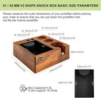 IKAPE V2 Espresso Knock Box, Espresso Coffee Organizer Box Fit for Storage 51mm 53/54mm 58mm Espresso Tamper, Distributor, Portafilter & Puck Screen Accessories, Natural Walnut Station Base (8 IN One)