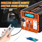 5000W Pure Sine Wave Power Inverter 12V DC to 110V 120V Converter for Family RV Off Grid Solar System Emergency Power Supply, Type-C Port 4 GFCI AC Outlet Dual USB Remote Control and LCD Display