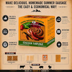 Hi Mountain ITALIAN Sausage Kit | Makes up to 30 lbs | Complete sausage making kit with cure, natural hog casings & directions. Perfect for pork, beef, venison, deer, & elk