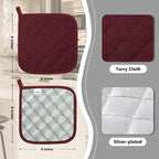 Joyhalo 6 Pack Pot Holders for Kitchen Clearance | Cotton Oven Holder with Great Heat Resistance, Potholders Sets for Kitchen, Countertops, Hot Pots and Pans, Dark Red