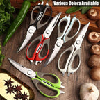 2 Pcs Heavy Duty Kitchen Shears for Food, Come Apart Design, Kitchen Scissors with Magnetic Holder, Stainless Steel Multi-function Food Cooking Magnetic Scissors for Fridge (White and Blue)