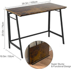 ASTARTH Folding Desk-40 Inch Writing Computer Desk, Space Saving Foldable Table, Modern Simple Style PC Table, Black Metal Frame-Home Office Desk, No Assembly Required, Rustic Brown
