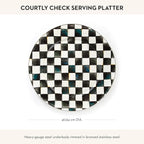 MACKENZIE-CHILDS Enamel Serving Platter, Decorative Serving Platter for Food, 16 Inches, Black-and-White Courtly Check