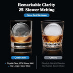 Clear Ice Cube Maker, 2.4" Stainless Steel & Non-BPA Silicone Ice Ball Maker Mold for Cocktails, Drinks & Bourbon, Whiskey Gifts for Men Woman