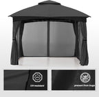 MASTERCANOPY Outdoor Patio Gazebo for Garden with Upgrade Steel Frame and Netting Walls (8x8,Gray)
