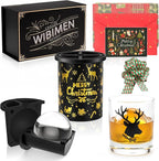 Clear Ice Cube Maker with Whiskey Glasses & Luxury Box - 2.5" Ball - Crystal Clear Ball Ice Cube Tray for Whiskey, Perfect Christmas/Bourbon Gifts for Mens/Dad/Husband/Him/Grandpa