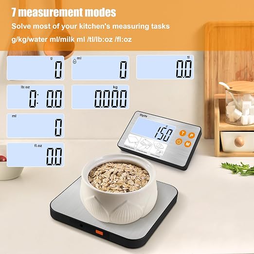33lb Food Scale with Split Display, Diyife Digital Kitchen Scales, 1g/0.1oz Precise Graduation, 304 Stainless Steel Platform, Backlit LCD, for Cooking, Meal Prep