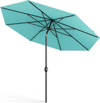 Midtown Umbrellas Sunbrella Umbrella 9 Feet Outdoor Umbrella With Sunbrella Aruba Acrylic Fabric - Auto-Tilt Aluminum Frame Patio Umbrella For Backyard, Deck, Garden, Pool - Black Pole