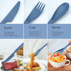 DISSKNIC 4 Sets Reusable Utensils Set with Case,Travel Utensils Cutlery Set Spoons and Forks Set, Reusable Plastic Utensils for Lunch Box Accessories for Adults, Portable Lunch Utensils Set for Daily