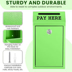 Yaocom Safe Metal Cash Box for Farm Stand – Money Drop and Secure Donation Collection, Wall Mount Lockable Unit with Pre Drilled Holes for Outdoor Self Serve(Grass Green,10.2 x 5.7 x 2.8 Inch)