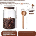 Large Glass Coffee Storage Jar with Lids Spoon Thicken Glass Coffee Canister Borosilicate Glass Food Containers for Ground Coffee Beans Nut Pasta Sugar Candy Spice Rice Loose Tea (2800ml/94oz)