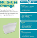 Home Logic Reusable Snack Bags - Set of 6 Clear Silicone Freezer Bags, Airtight Leak Resistant Reusable Zip Bags for Kitchen Home Food Prep, Microwave & Sous Vide Safe