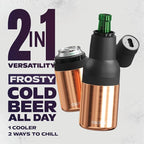 Asobu Frosty Beer Holder 2 Go Vacuum Insulated Double Walled Stainless Steel Beer Can and Bottle Cooler with Beer Opener, Bpa Free, Fits Standard 12oz Bottles & Cans, Gift for Beer Lovers
